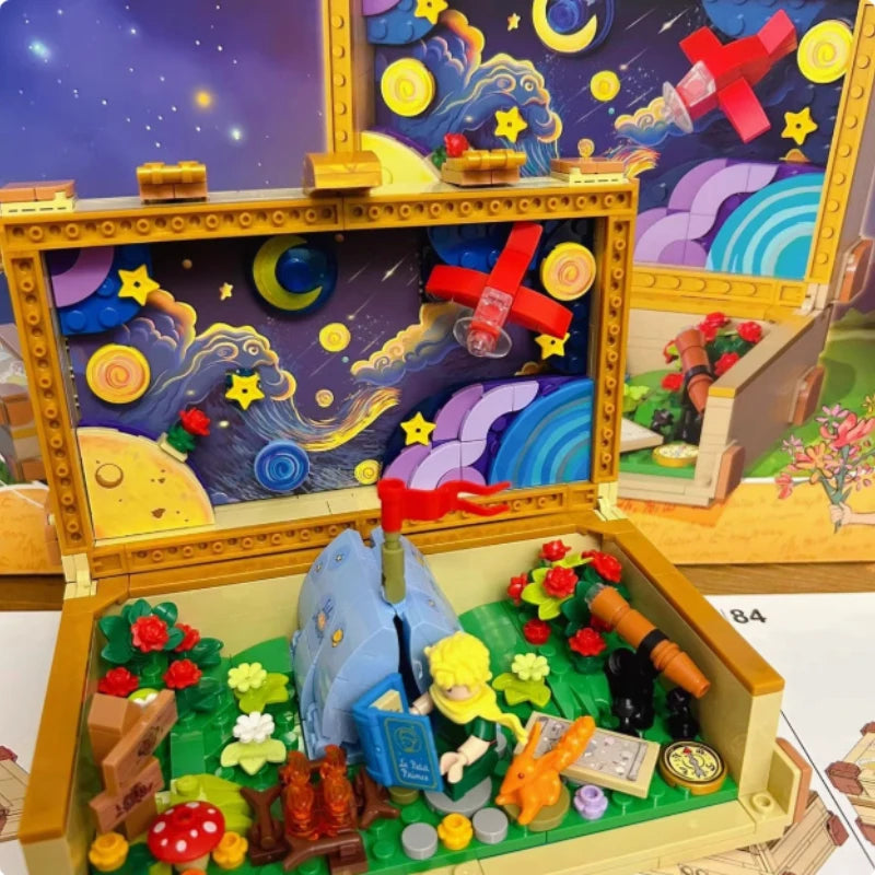 The Little Prince 80th Anniversary Classic Suitcase Building Blocks Puzzle Assembly Toys Children's Anime Gift Building Blocks